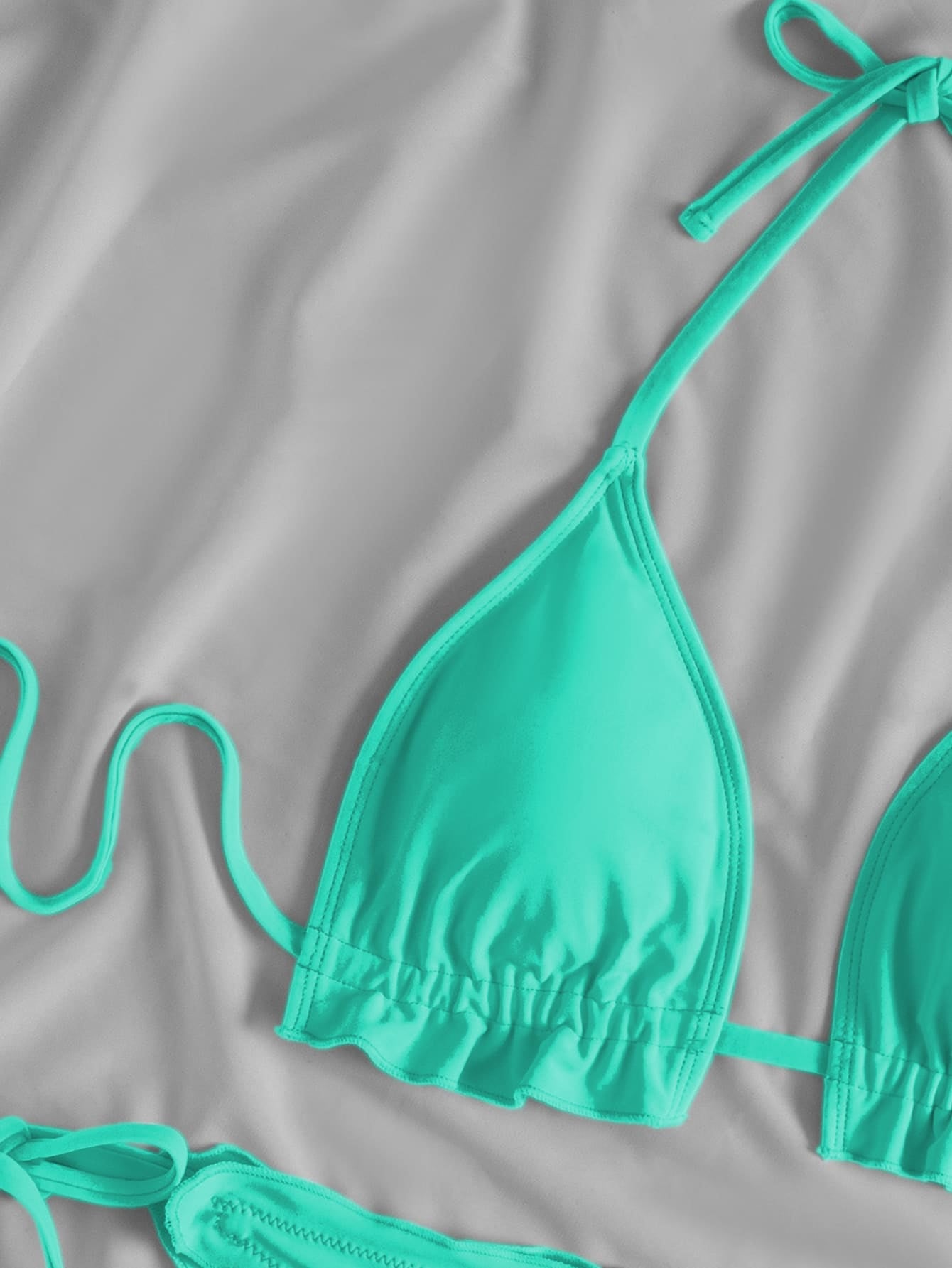 Swim Summer Beach Frill Triangle Tie Side Bikini Set