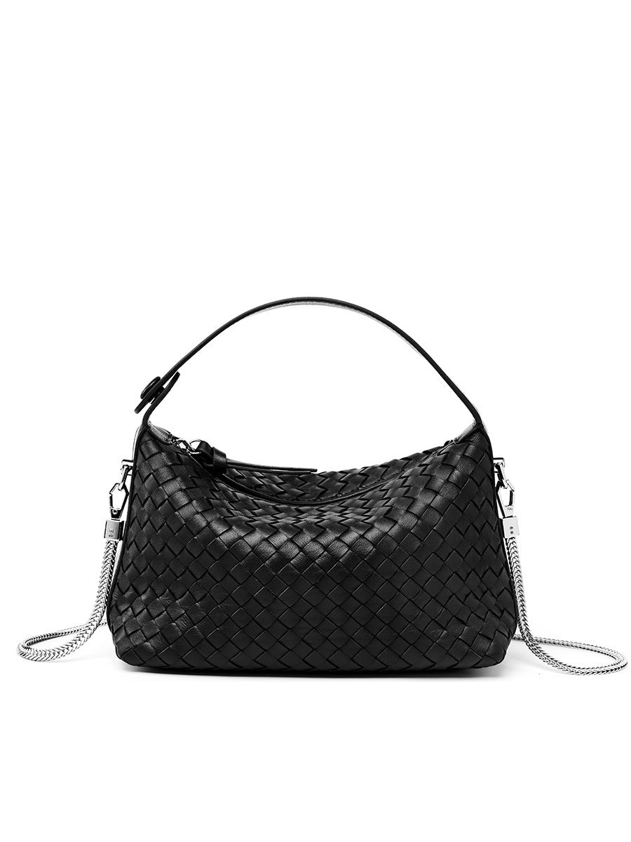 Niche Authentic Leather Weave Dumpling Bag