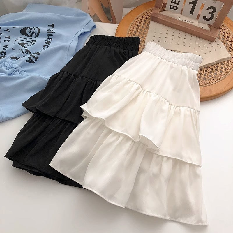 Women's Solid Color Versatile Fashion Ruffle Hem Skirt