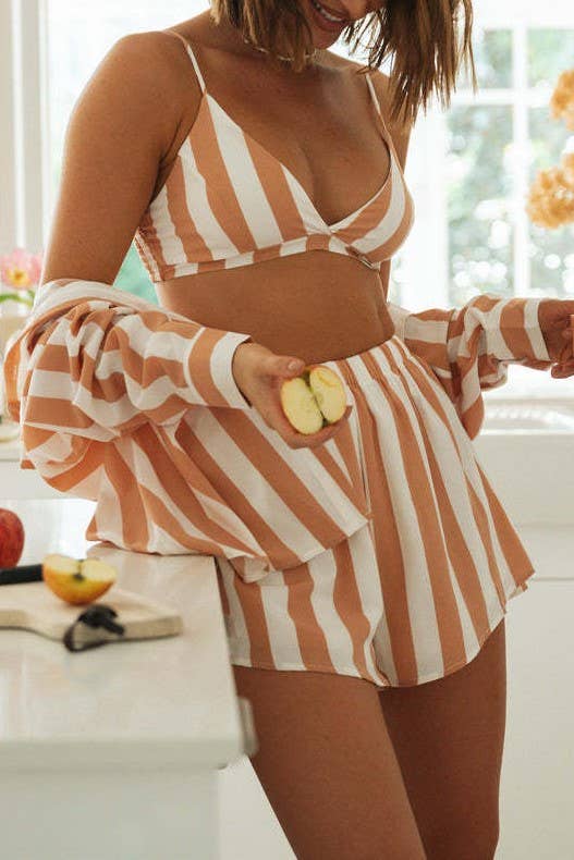 Tan Cape Cod Stripe Set