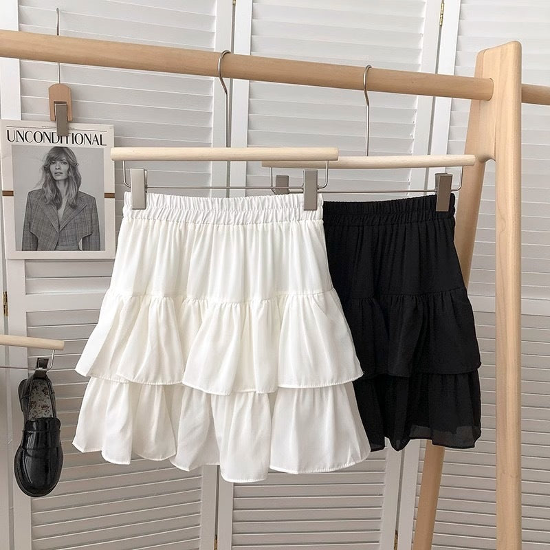 Women's Solid Color Versatile Fashion Ruffle Hem Skirt