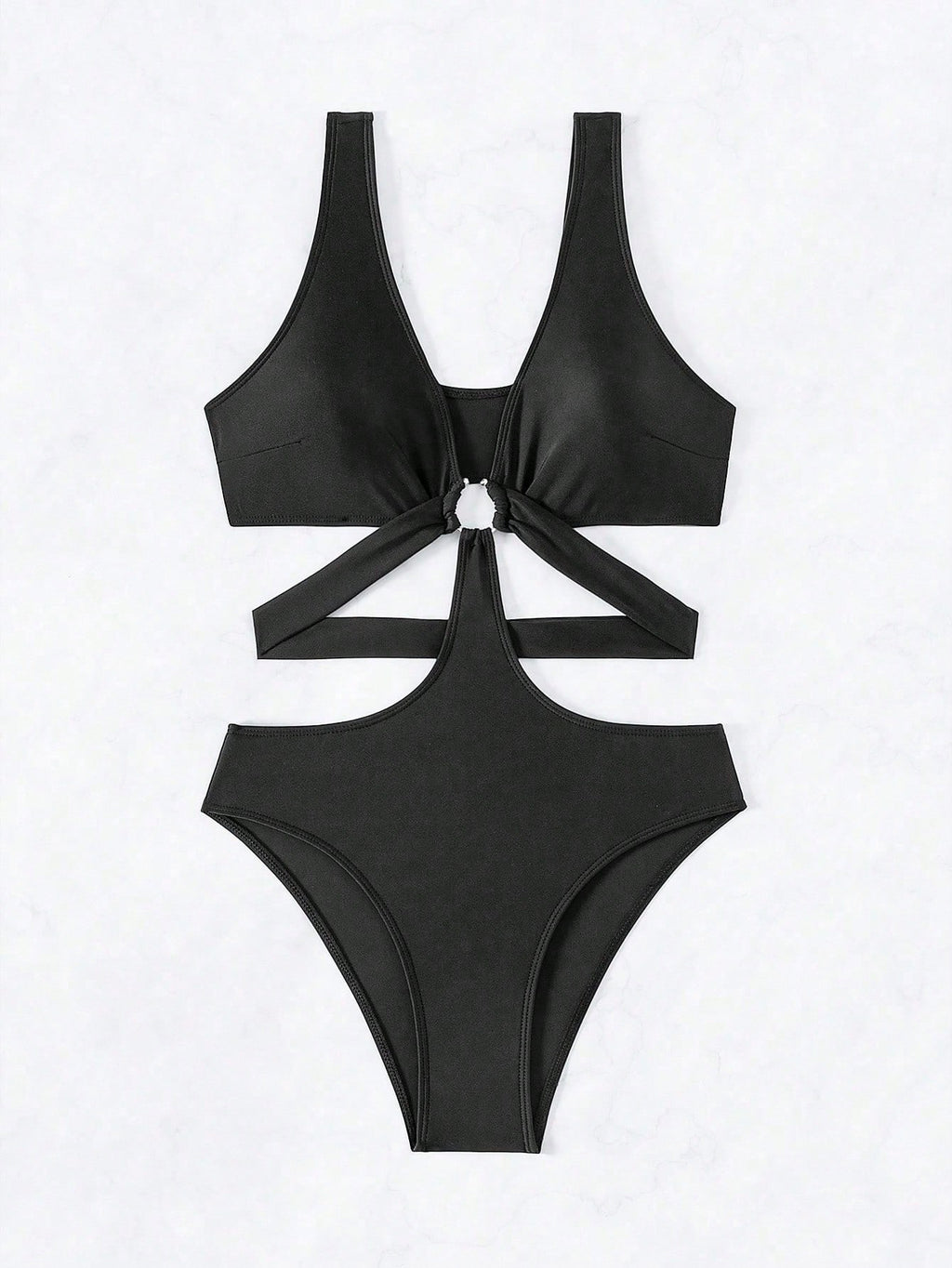 Swim Vcay Summer Beach One Piece Swimsuit with Hollow Out Design and Circle Decorations