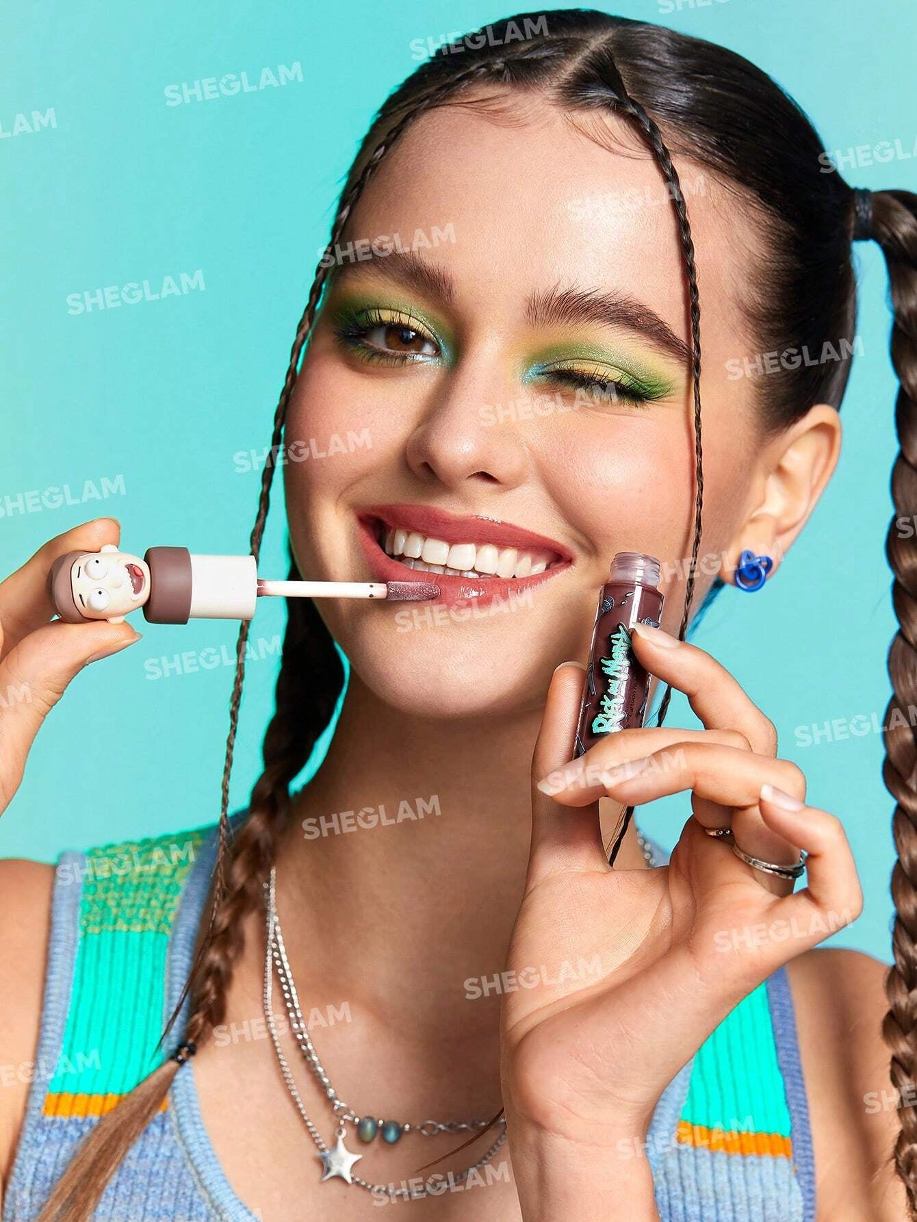 Rick and Morty X SHEGLAM Family Counseling Lip Gloss-Jerry Moisturizing Brown High Shine Liquid Lipstick Vegan Fragrance-Free Non-Sticky Instant Volumising Lip Glaze Suitable for People with Dry Lips Lip Makeup Lip Combo Brand Beauty Makeup Face Paint Cos