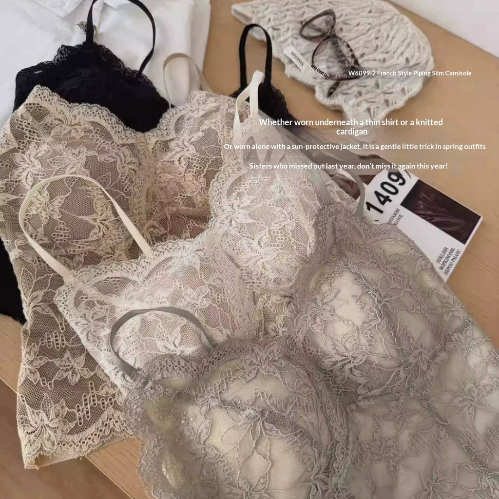 Lace Camisole Womens Wireless Beautiful-Back Bra