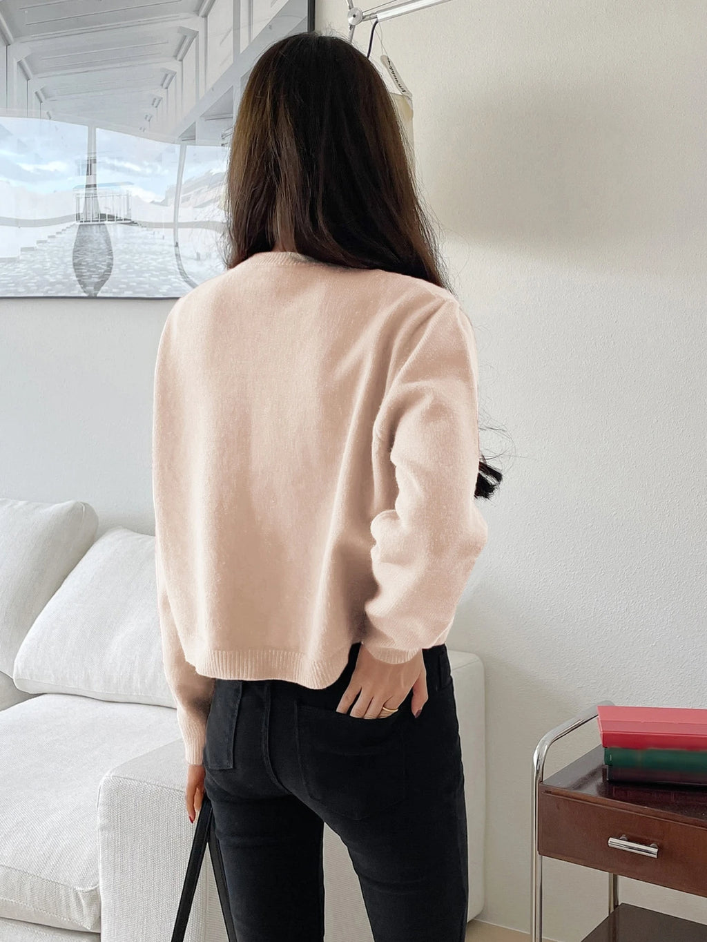 DAZY Button Front Drop Shoulder Cardigan,Fall Women Clothes Jacket