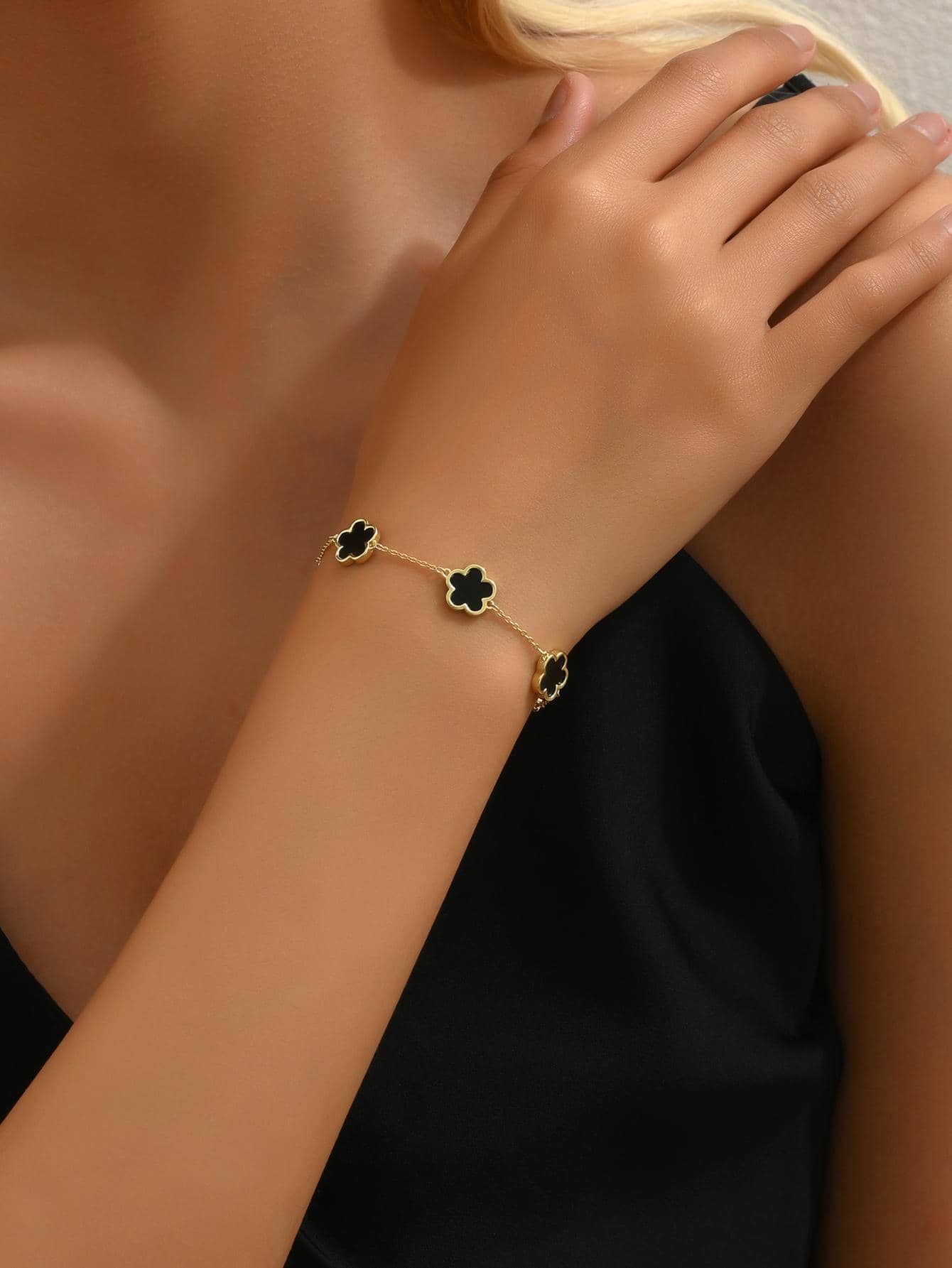 1Pc Fashion Copper Flower Decor Chain Bracelet for Women for Daily Life Valentines,Mom,Mother,Mother'S Day,Gift