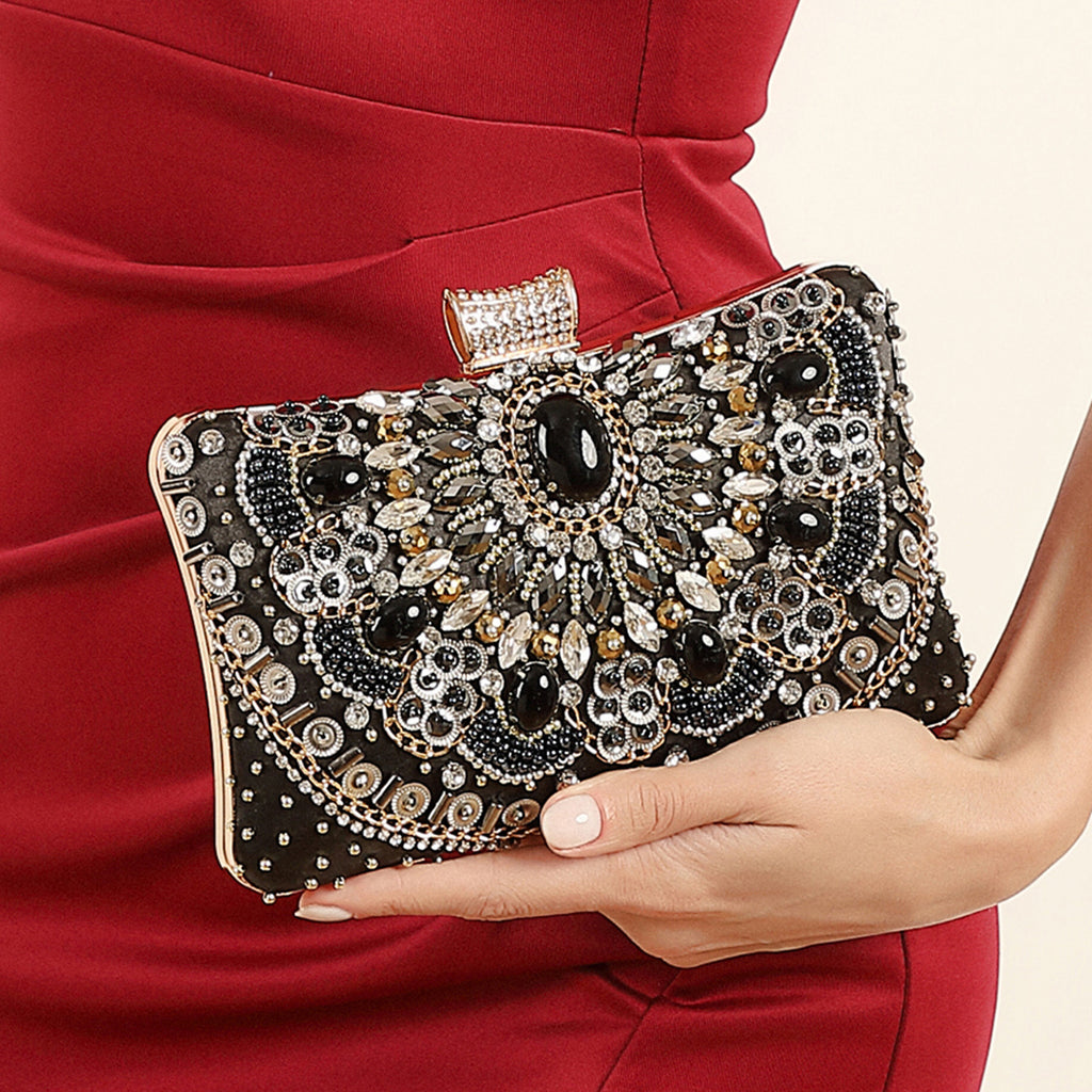 Retro Pearl Embroidery Dinner Bag Handmade Beaded Women's Hand-held