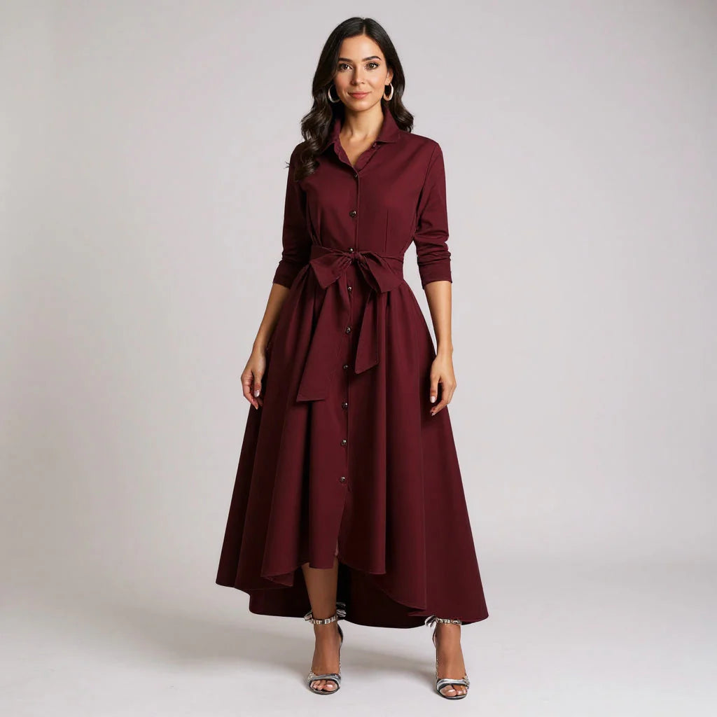 Weronika - Elegancka Sukienka Maxi Z Guzikami