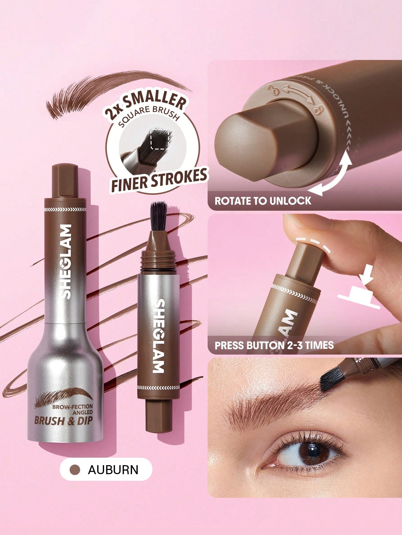 SHEGLAM Brow-Fection Angled Brush & Dip-Auburn Hair-Like Strokes Liquid Eyeborw Eyeborw Gel Pen Easy to Color Long Lasting Quick Drying Natural Shaping Outlining Filling Eyebrow Makeup Brand Beauty Makeup Face Paint Cosmetic for Women Girls Perfect for Winter Ideal for Y2K Fancy Fashion Suitable for Birthday Gift Party Ready Best Color
