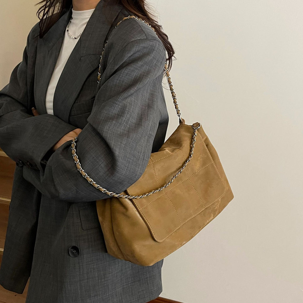 Womens High End High Capacity Suede Crossbody Tote For Work