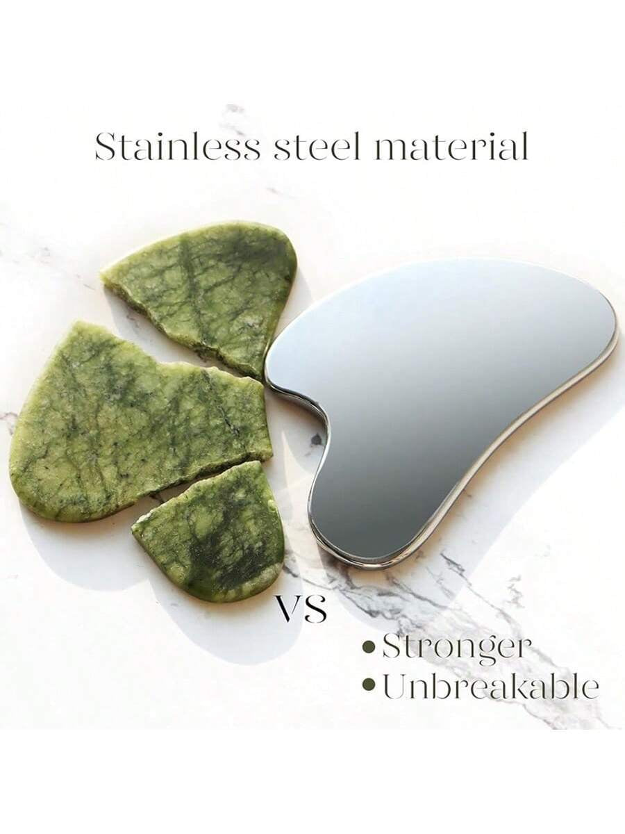 Syobaty Stainless Steel Heart-Shaped Gua Sha Tool, Mirror Finish, 304 Metal Gua Sha Plate for Back Massage at Home,Beauty,Skin Care Products,Spa,Self Care,Skin Care Tools,Face Care,Esthetician Supplies,Massage,Face Massage Tool,Face Roller