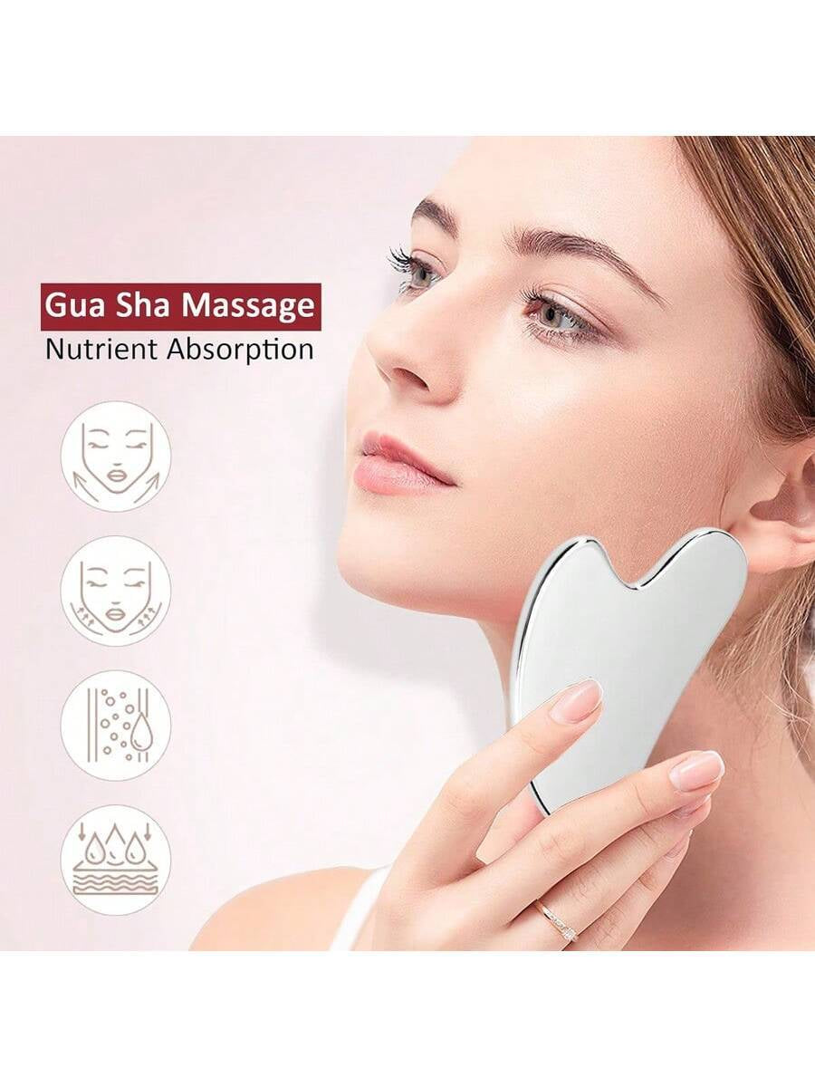 Syobaty Stainless Steel Heart-Shaped Gua Sha Tool, Mirror Finish, 304 Metal Gua Sha Plate for Back Massage at Home,Beauty,Skin Care Products,Spa,Self Care,Skin Care Tools,Face Care,Esthetician Supplies,Massage,Face Massage Tool,Face Roller