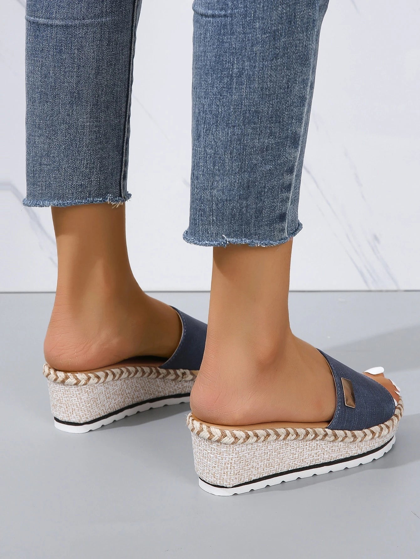 Women Single Band Sandals, Vacation Outdoor Wedge Slide Sandals