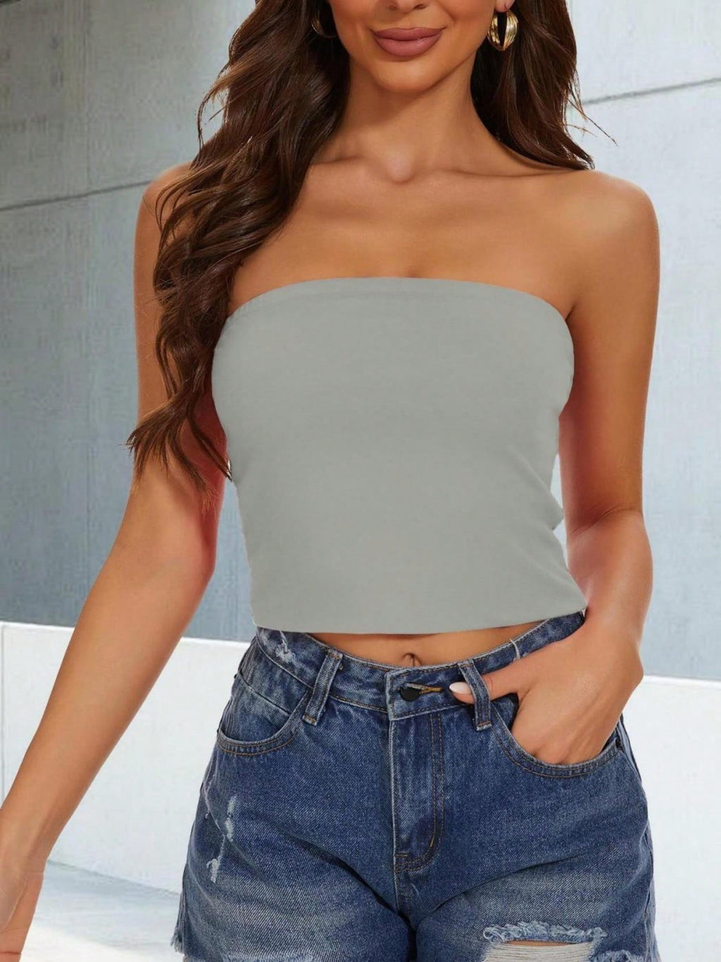 GEREARC Womens Tube Tops Strapless Crop Tops Cute Backless Sleeveless Bandeau Cute Summer Outfits Sexy Solid Tops