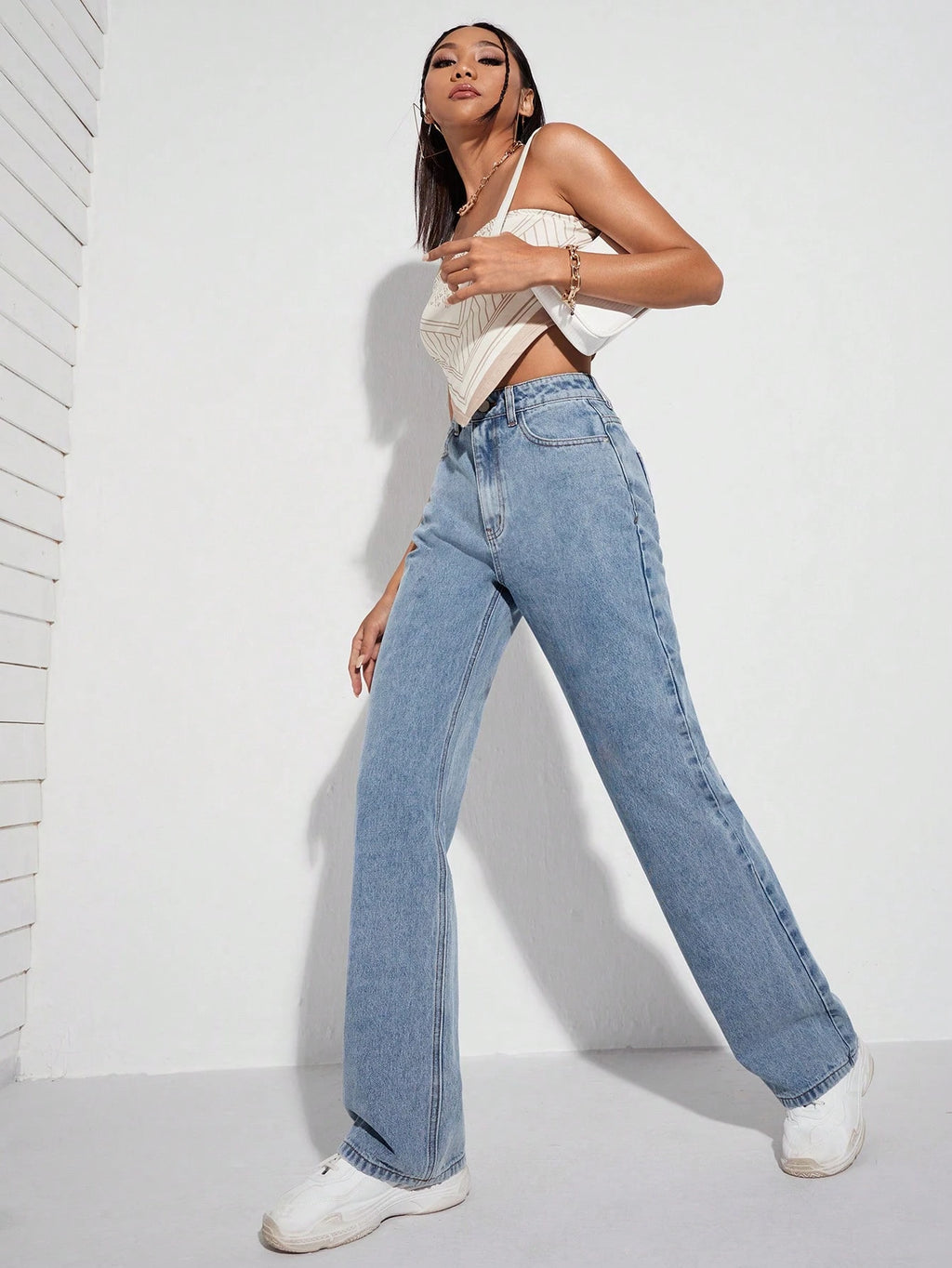 SHEIN Ezwear High Waist Wide Leg Jeans