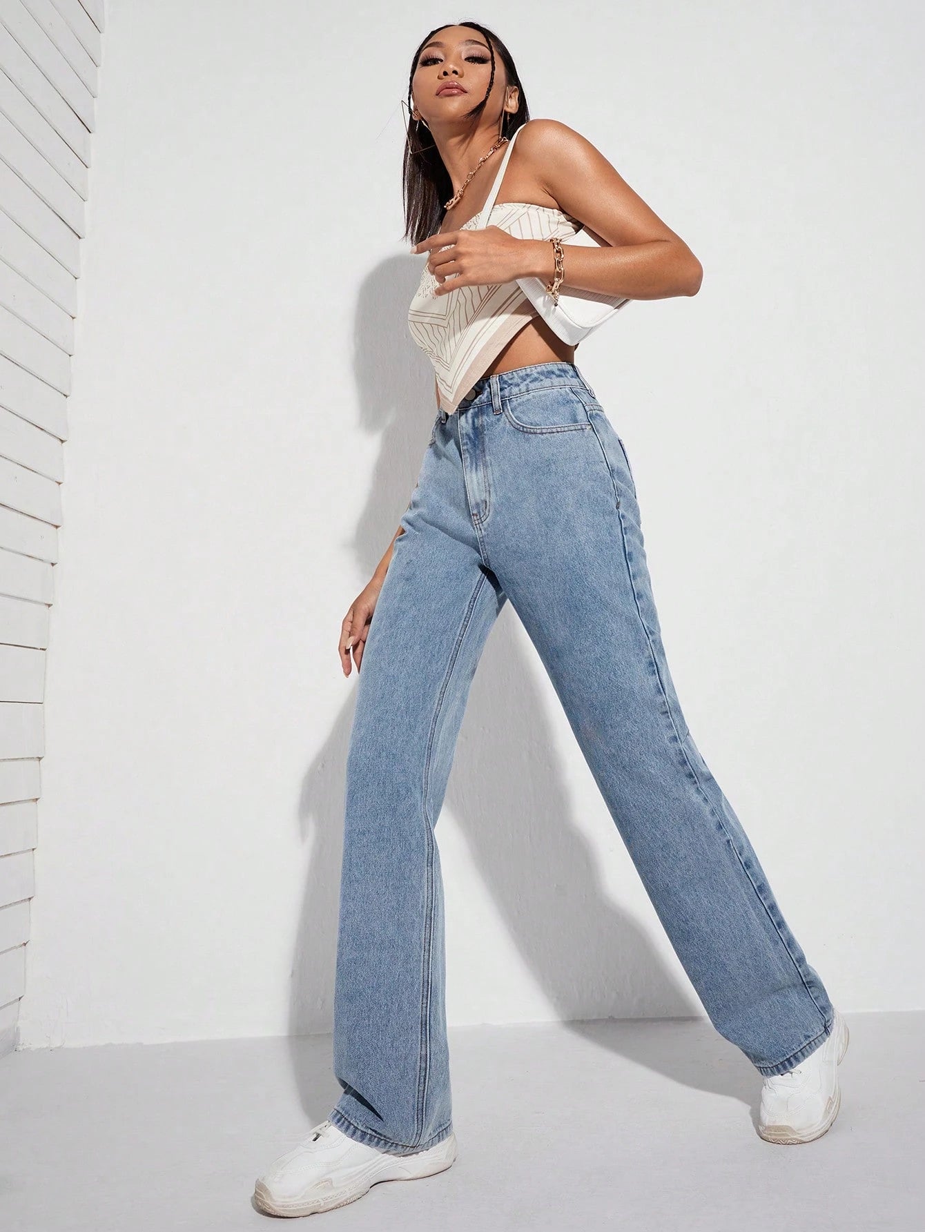 SHEIN Ezwear High Waist Wide Leg Jeans