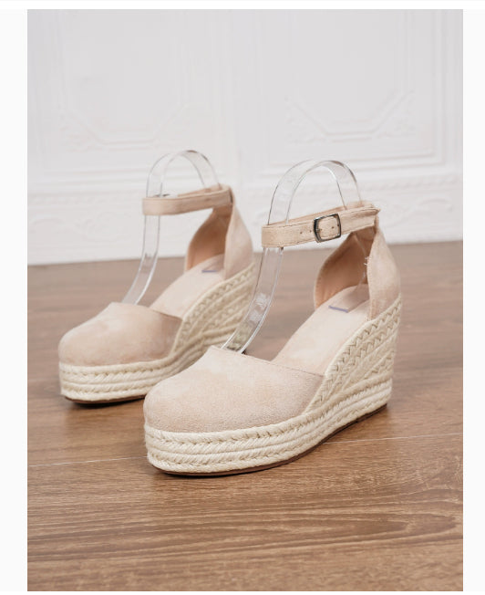 Platform Espadrille Sandals With Ankle Strap