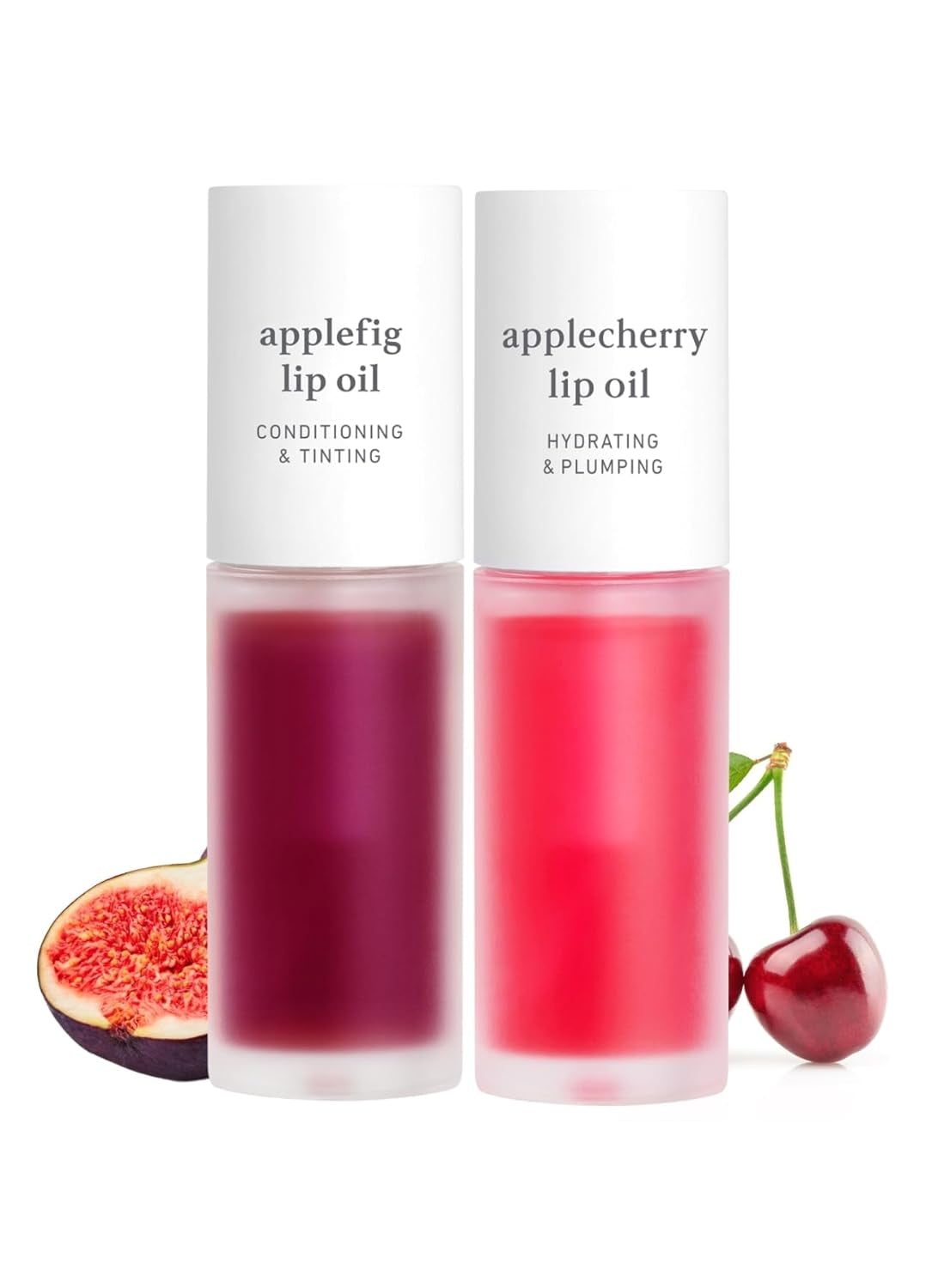 Korean Vegan Lip Oil - Applefig, 0.12 Fl Oz + Korean Lip Oil - Applecherry, 0.12 Fl Oz Bundle