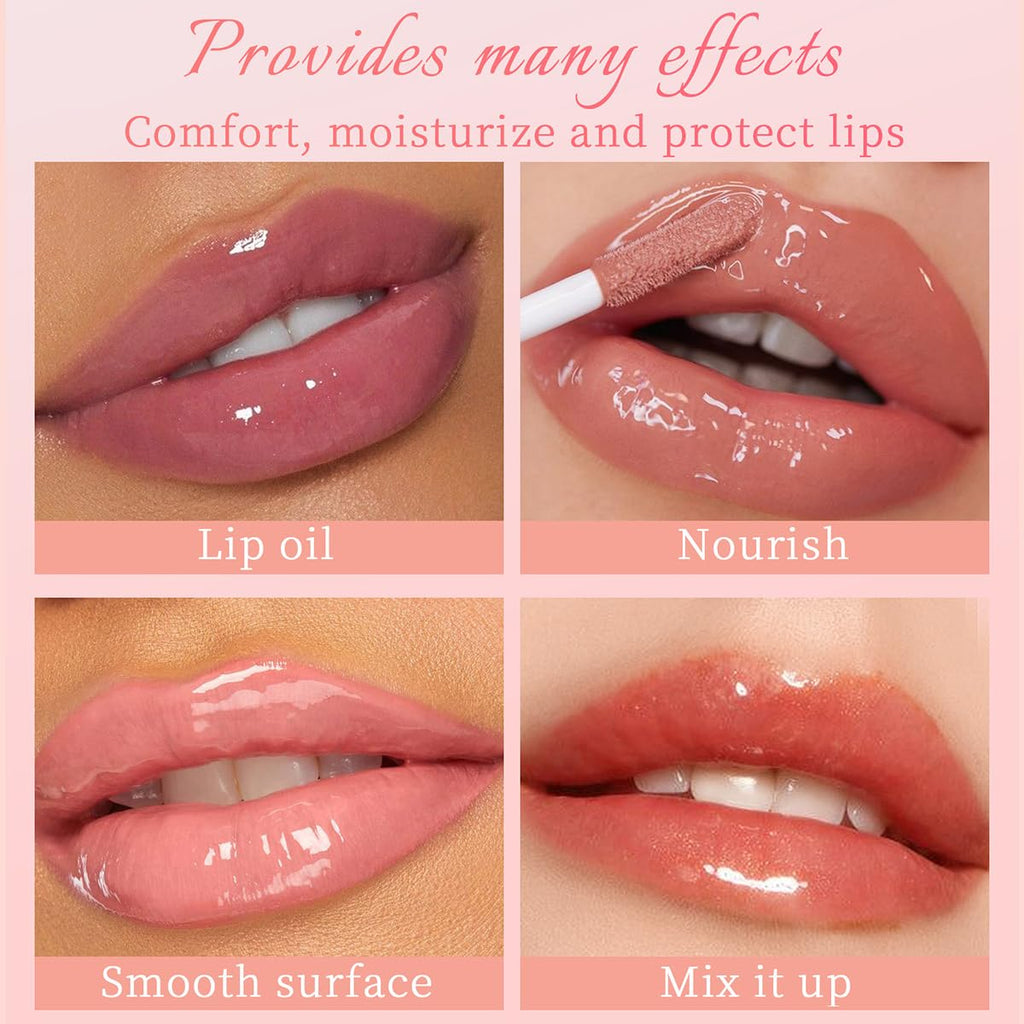 Korean Lip Oil - Fruity Flavor Lip Glow Oil, Moisturizing Hydrating & Nourishing Non-Stick Cup Transparent Plumping Lip Gloss for Dry Lips & Lip Care (07#Coconut)