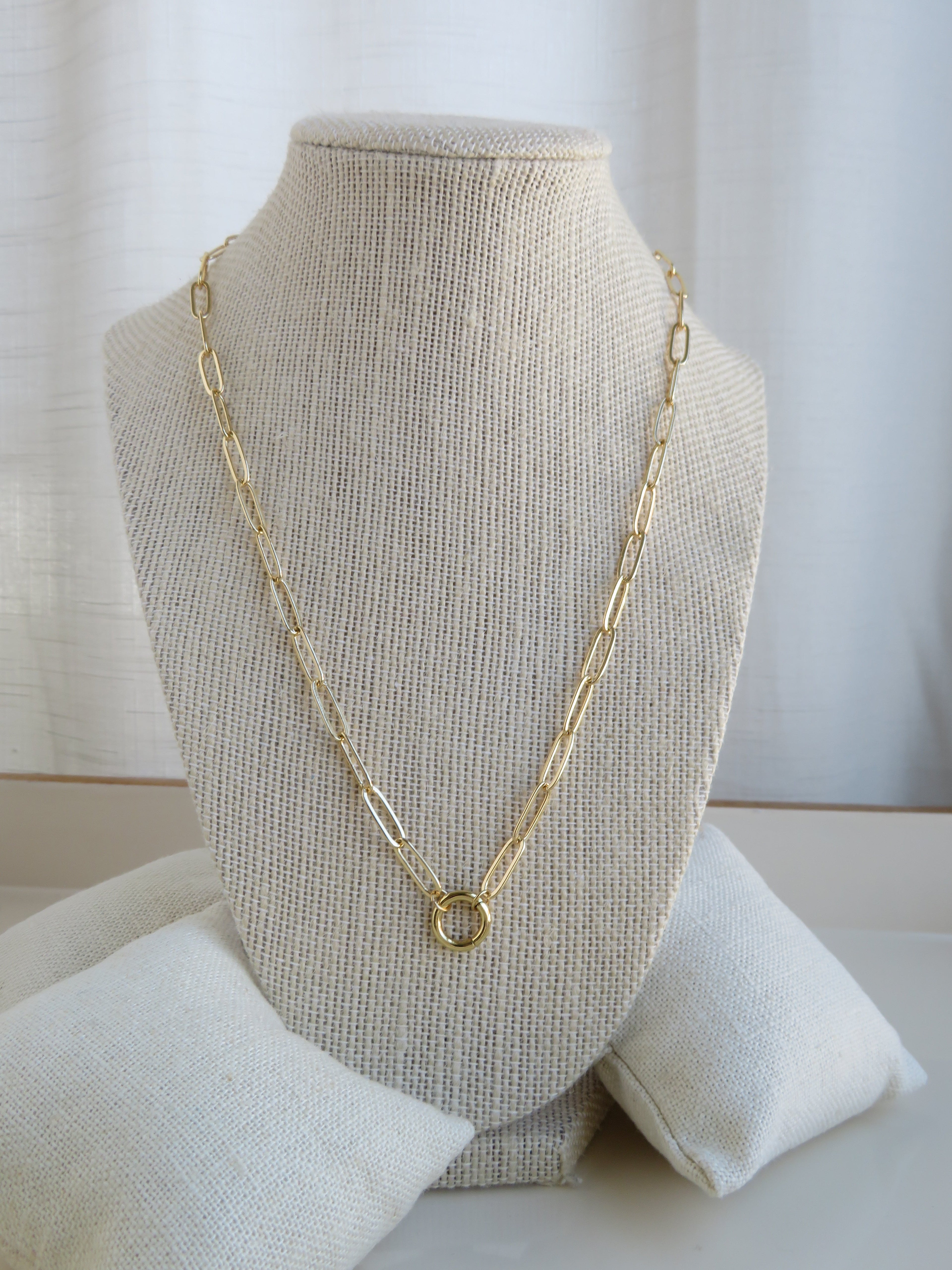 Paperclip Charm Holder Necklace - Clicker Clasp - add charms