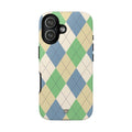 GREEN BLUE BEIGE ARGYLE | Tough Phone Case