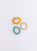 Natural Turquoise + 14k Gold Filled + Honey Amber || Ring Set Trio ||